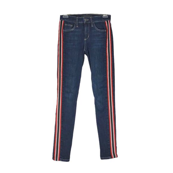 JOE'S JEANS Willoughby Skinny Ankle Sz 25 Tuxedo Racing Side Stripe Leg, 26x28 - Picture 1 of 9